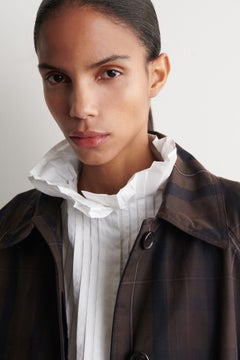 CHECKED WAXED-COTTON CAR COAT — Khaki green dark 8