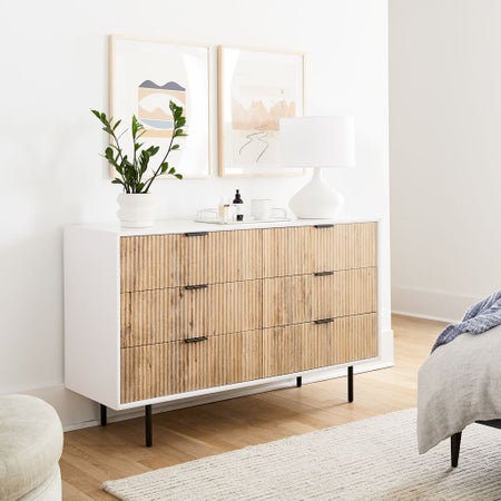 Quinn Wood 6-Drawer Dresser - White/Antique Bronze
