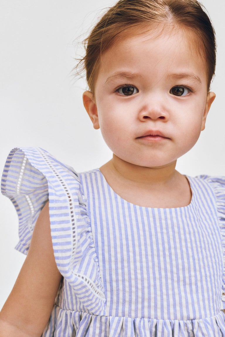 Flounce-trimmed cotton dress Image 2 of 6
