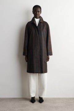 CHECKED WAXED-COTTON CAR COAT — Khaki green dark 2