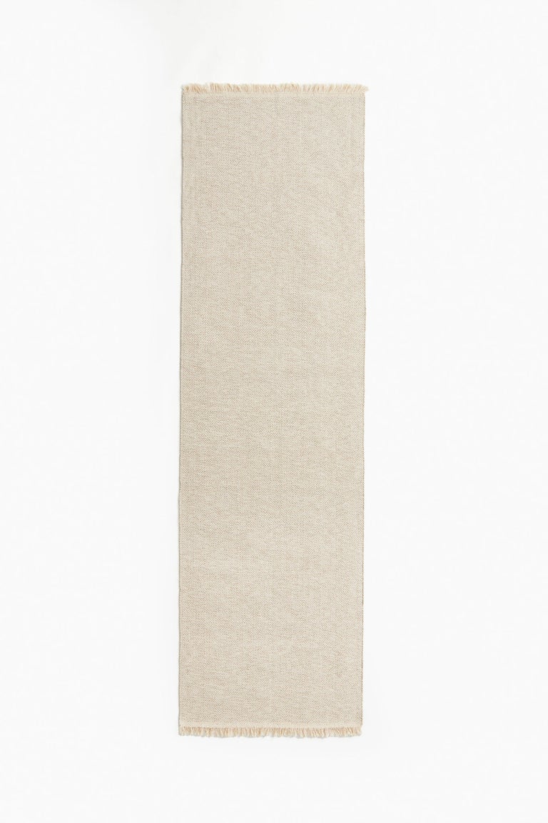 Cotton Runner Rug with Fringe