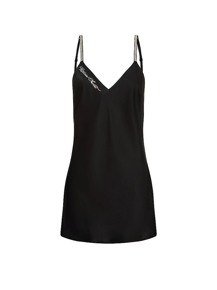 Shine Script Satin Mini Slip Dress