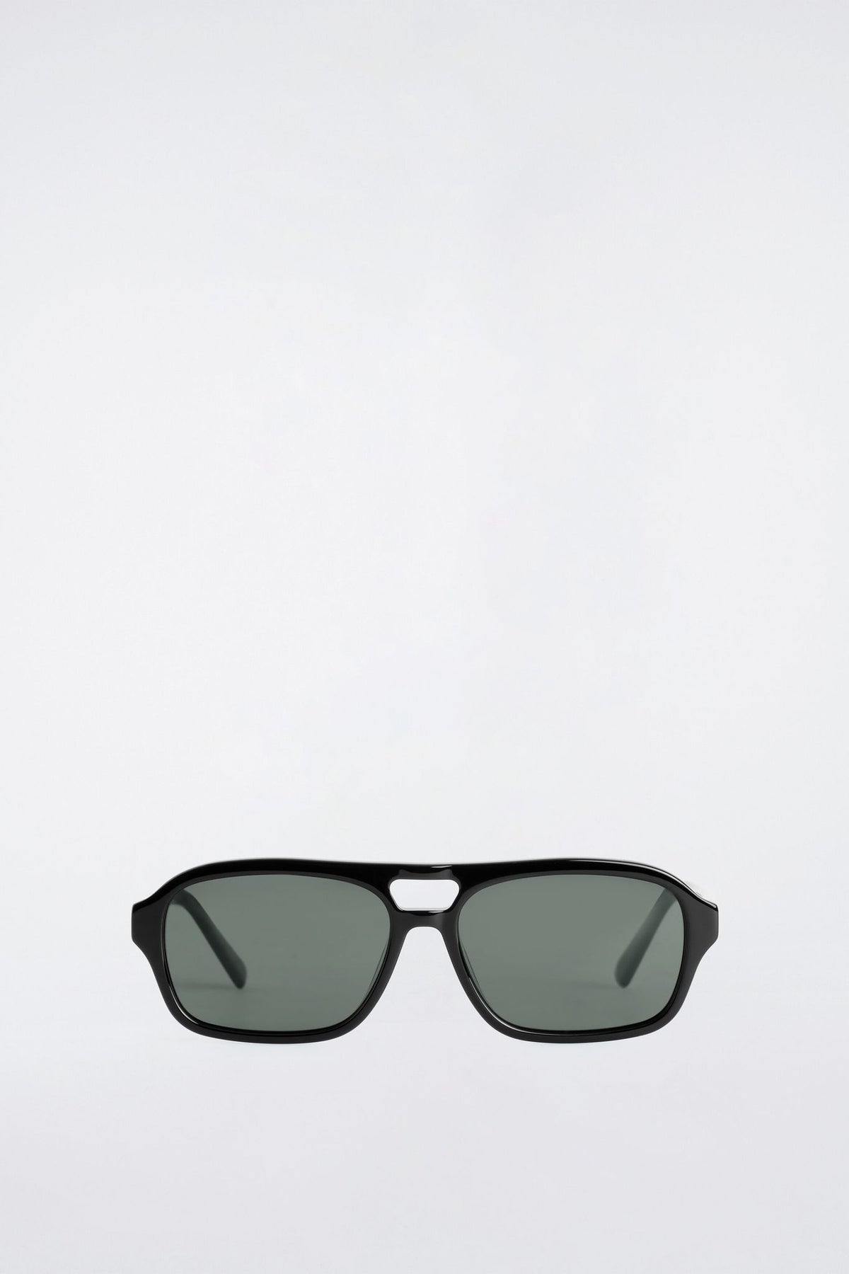 RECTANGULAR AVIATOR SUNGLASSES — Black dark