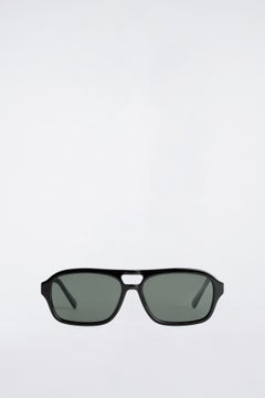 RECTANGULAR AVIATOR SUNGLASSES — Black dark 3