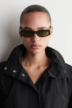 SLIM RECTANGULAR SUNGLASSES — Brown dark 1