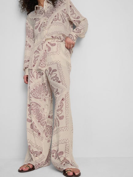 Paula Echevarría Crushed Satin Wide Leg Trousers