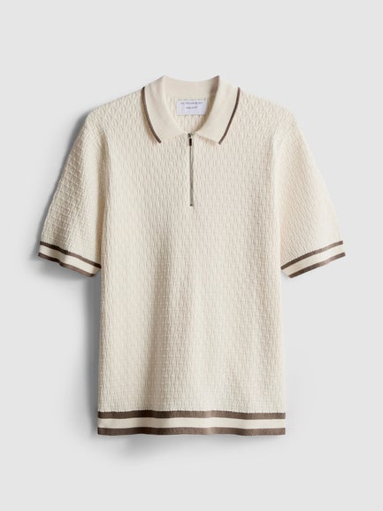 The Edit Textured Zip Polo Shirt