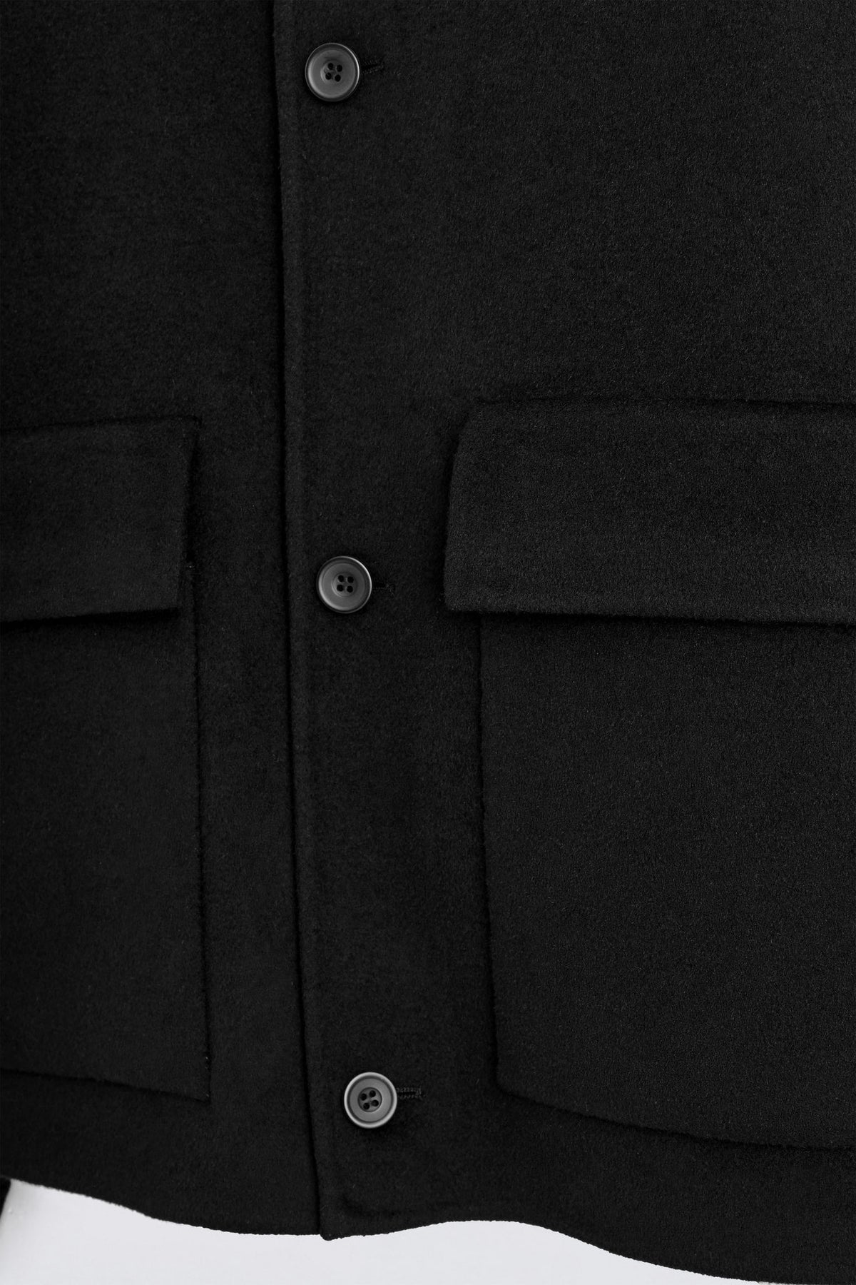 SPLIT WOOL HARRINGTON JACKET — Black dark