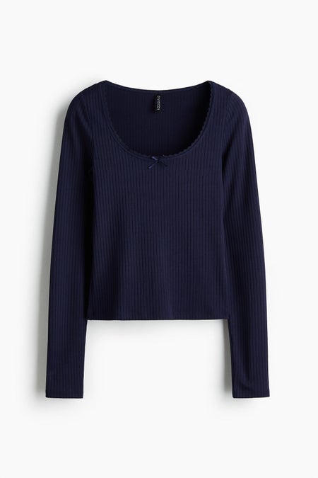 Ribbed jersey top