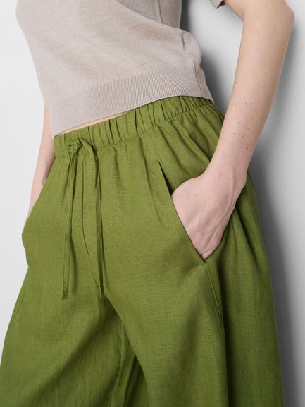 The Edit Wide Leg Linen Trousers