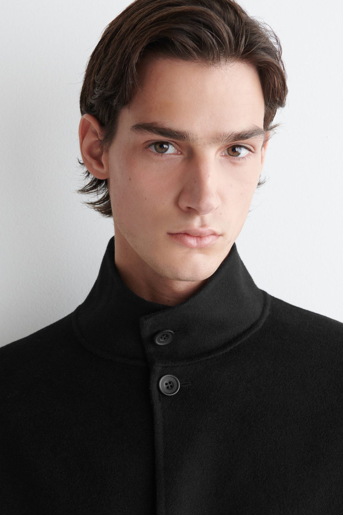 SPLIT WOOL HARRINGTON JACKET — Black dark