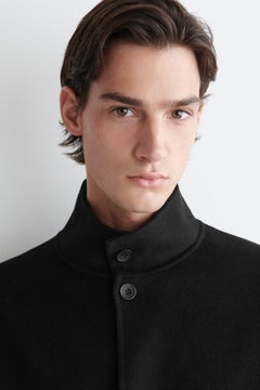 SPLIT WOOL HARRINGTON JACKET — Black dark 5