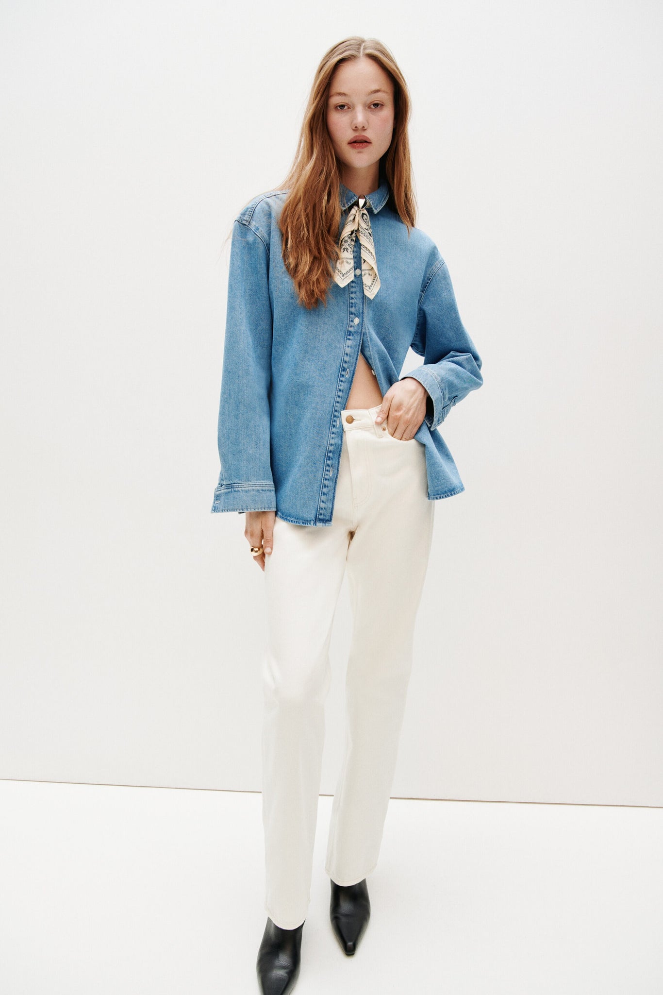 Oversized denim shirt