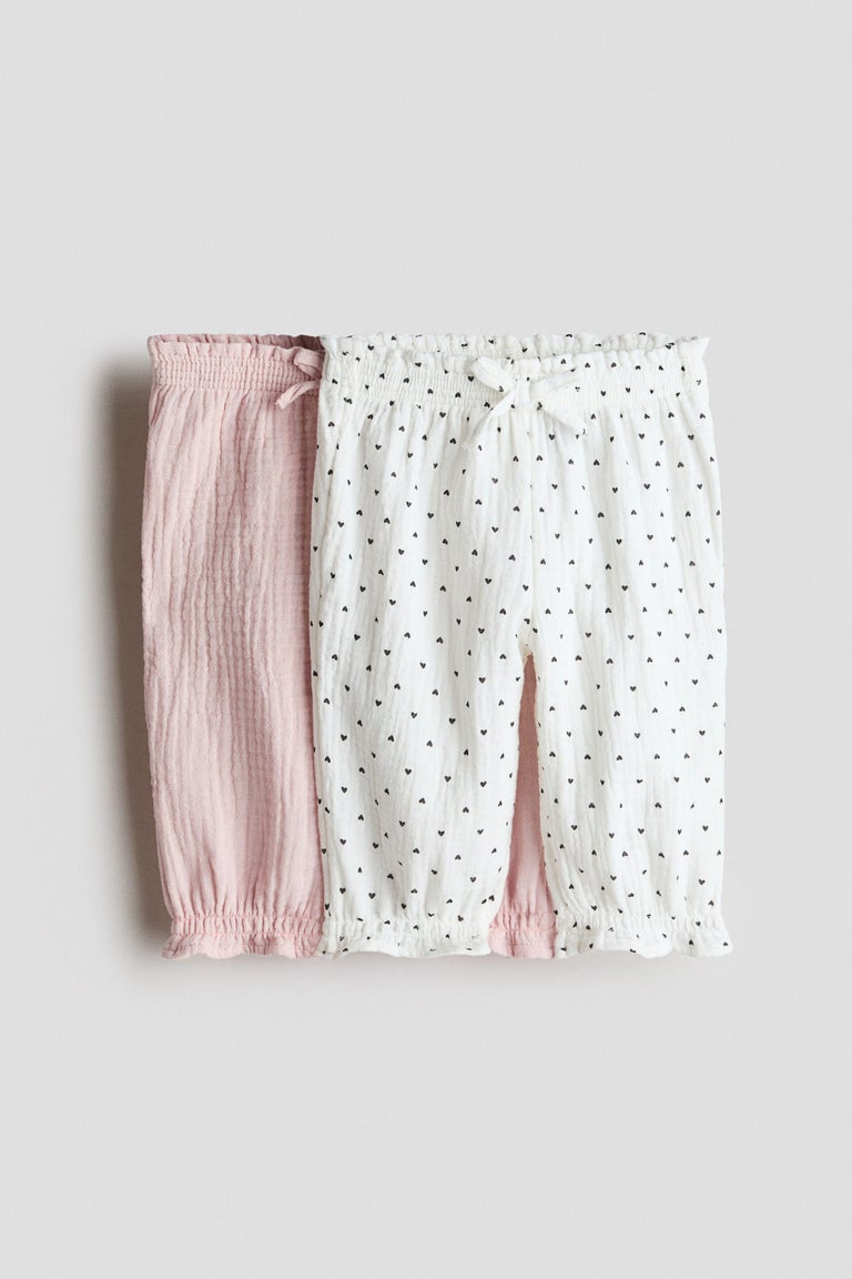 2-pack cotton muslin trousers Image 1 of 2