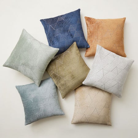 Geo Facet Jacquard Velvet Pillow Cover