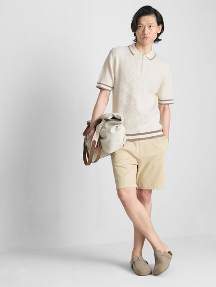 The Edit Textured Zip Polo Shirt
