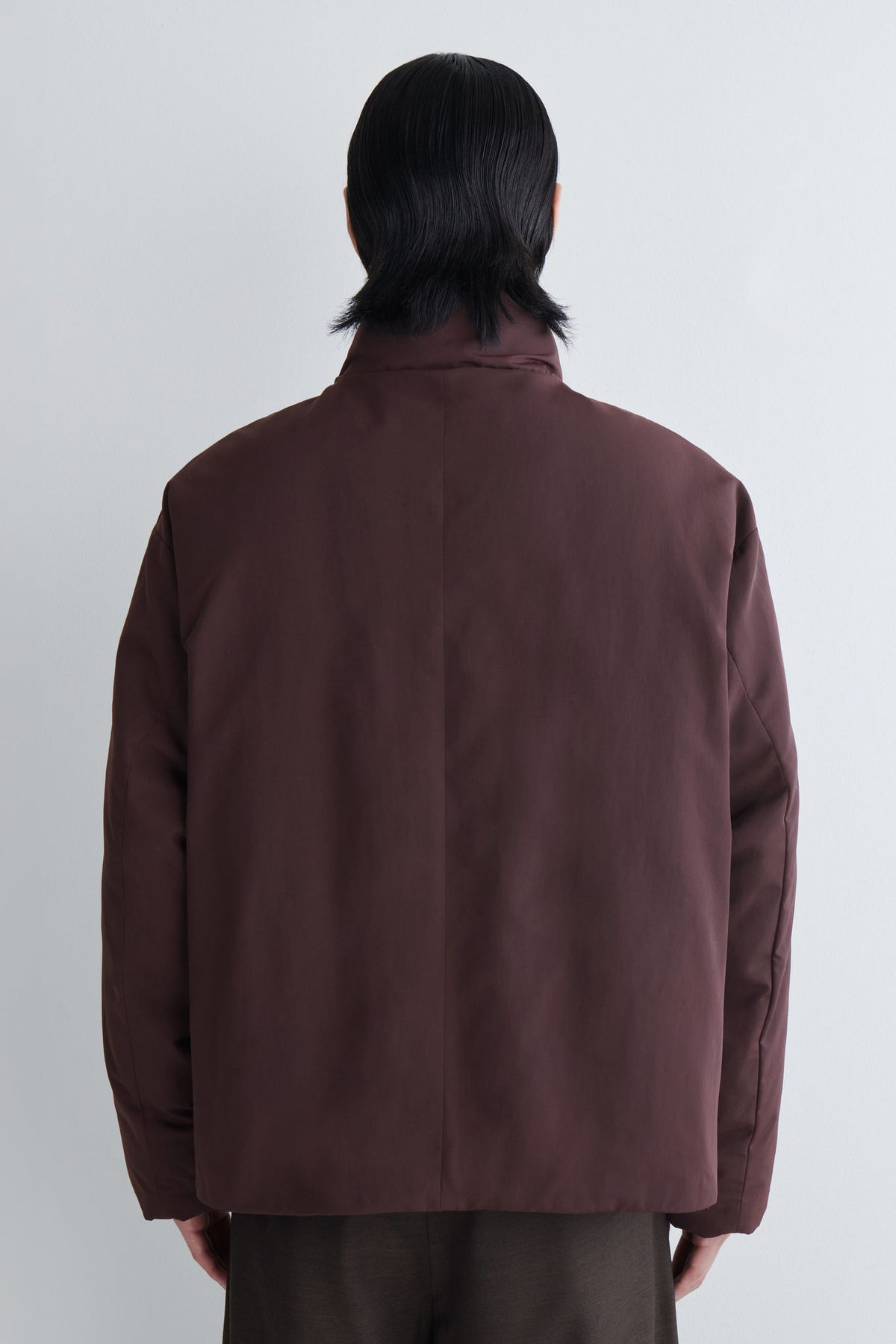 PADDED MOCK-NECK DOWN JACKET — Red dark
