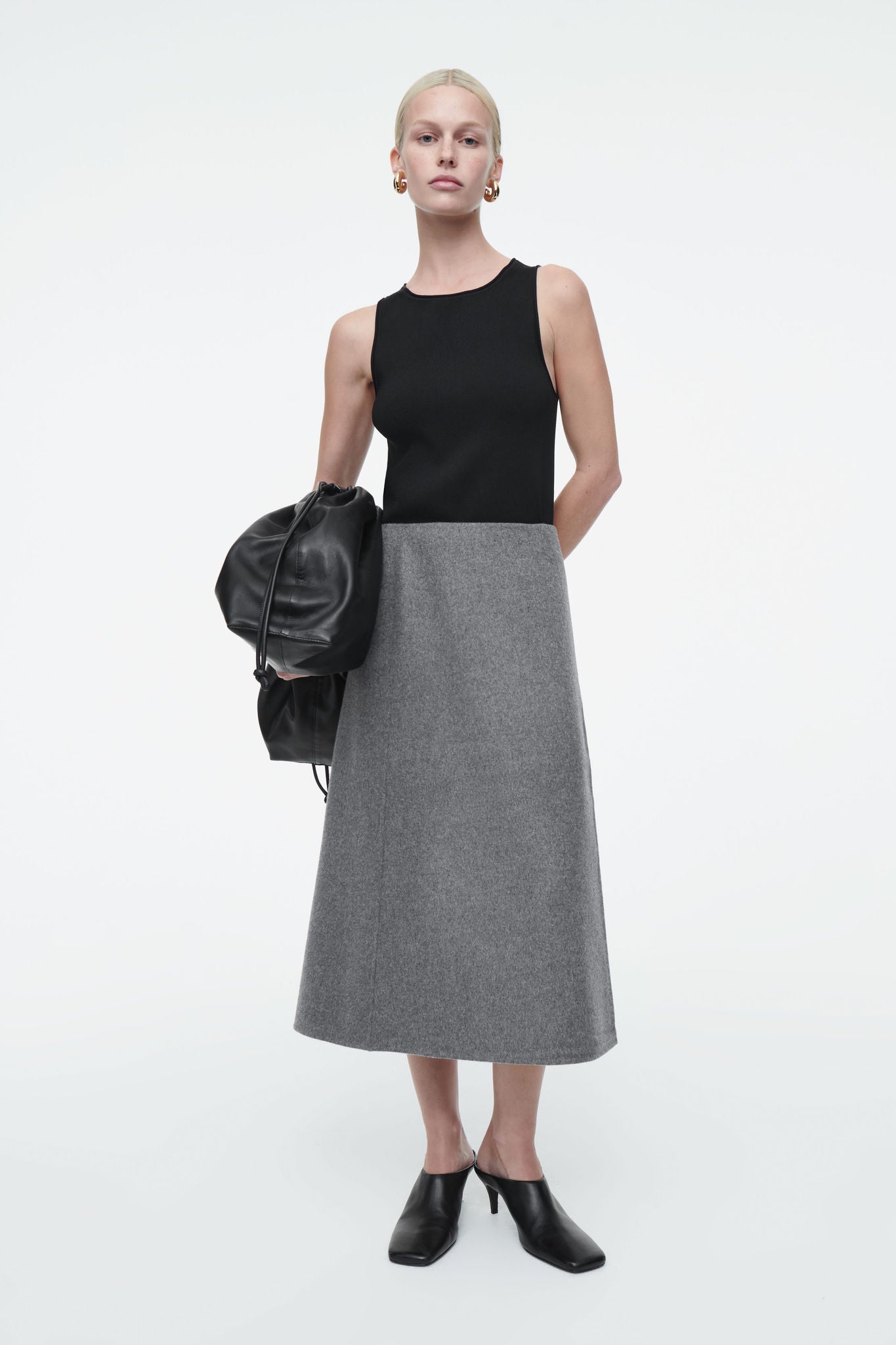 Shop DOUBLE FACED WOOL MIDI SKIRT online COS UAE