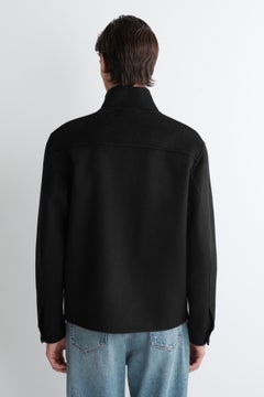 SPLIT WOOL HARRINGTON JACKET — Black dark 6