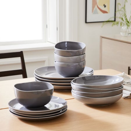 Organic Porcelain Dinnerware Collection - Dove Gray